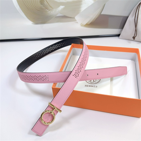 H**mes reversible belt 25mm epsom leather gold tone hardware pink/black
