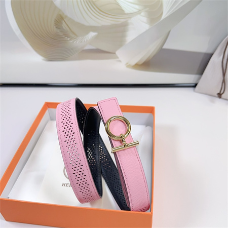 H**mes reversible belt 25mm epsom leather gold tone hardware pink/black