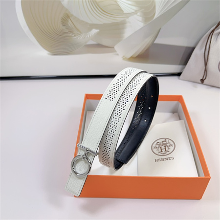 H**mes reversible belt 25mm epsom leather silver tone hardware white/black