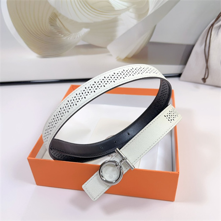 H**mes reversible belt 25mm epsom leather silver tone hardware white/black