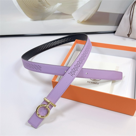 H**mes reversible belt 25mm epsom leather gold tone hardware lt purple/black