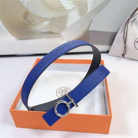 H**mes reversible belt 25mm epsom leather silver tone hardware blue/black