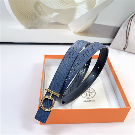H**mes reversible belt 25mm epsom leather gold tone hardware blue/black