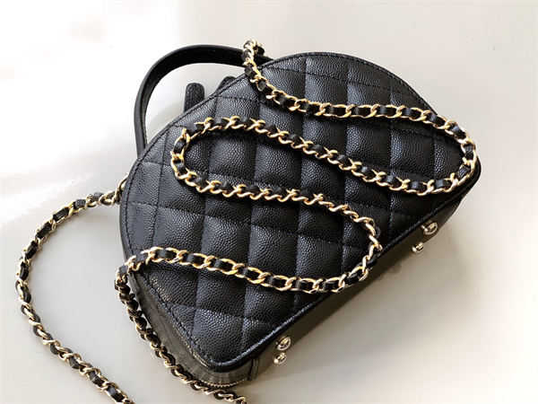 Ch*el mini top handle bag with chain grained calfskin gold tone metal black ap4438