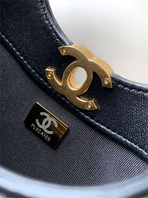 Ch*el 31 mini shopping bag suede&calfskin gold tone metal black as4133