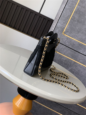 Ch*el 31 nano chain bag suede&calfskin gold tone metal black as3656