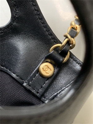 Ch*el 31 nano chain bag suede&calfskin gold tone metal black as3656