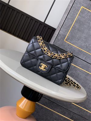 Ch*el 25p mini classic flap bag grained calfskin gold tone metal black as5329