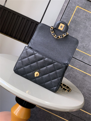 Ch*el 25p mini classic flap bag grained calfskin gold tone metal black as5329