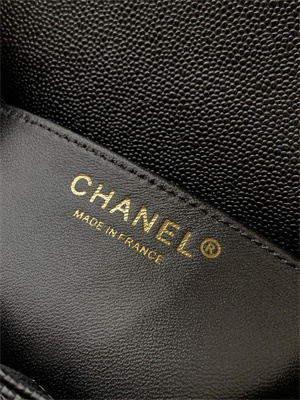 Ch*el 25p mini classic flap bag grained calfskin gold tone metal black as5329