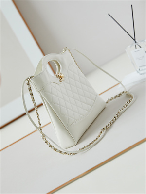 Ch*el 31 mini shopping bag lambskin & gold-tone metal white as4133