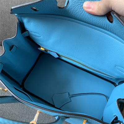 Bir.kin Bag Togo Leather 25/30/35 Gold/Silver Hardware In Blue du Nord Color HS