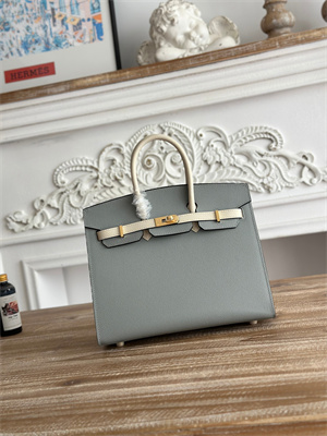 Bir.kin Sellier Bag Epsom Leather 25CM Gold/Silver Hardware In Blue Glacier/Craie HS