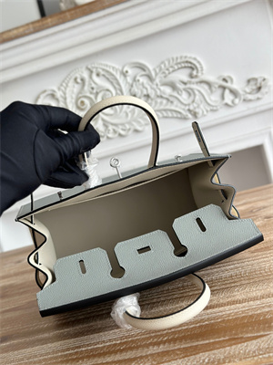 Bir.kin Sellier Bag Epsom Leather 25CM Gold/Silver Hardware In Blue Glacier/Craie HS