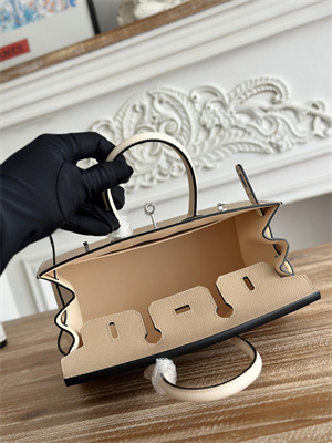 Bir.kin Sellier Bag Epsom Leather 25CM Gold/Silver Hardware In Trench/Craie HS