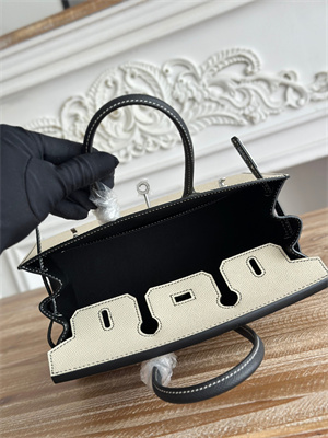 Bir.kin Sellier Bag Epsom Leather 25CM Gold/Silver Hardware In Craie/Black HS