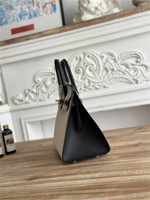 Bir.kin Sellier Bag Epsom Leather 25CM Gold/Silver Hardware In Craie/Black HS