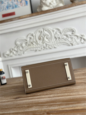 Bir.kin Sellier Bag Epsom Leather 25CM Gold/Silver Hardware In Etoupe/Craie HS