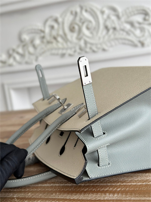 Bir.kin Sellier Bag Epsom Leather 25CM Gold/Silver Hardware In Craie/Blue Glacier HS