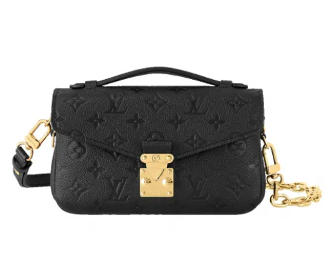 l.v pochette metis east west embossed S*pple grained cowhide leather black m46595 top