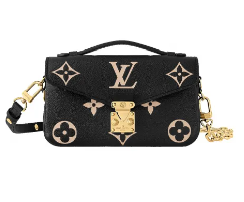 L.V Pochette Metis East West Monogram Empreinte embossed cowhide leather Black/Beige M46596 TOP