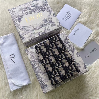 cd vertical bifold card holder beige and black D*or oblique jacquard