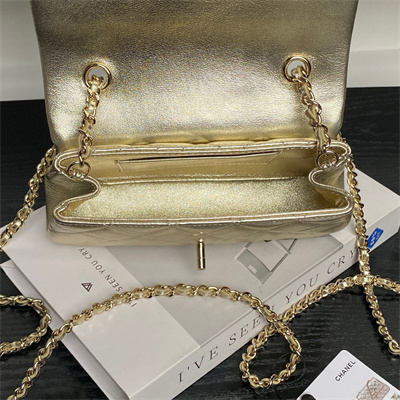 Ch*el flap phone holder with chain lambskin gold-tone metal gold ap4592