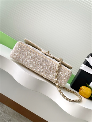 Cha.nel Medium Classic Flap Bag With Pearl Gold Tone Metal AS1112