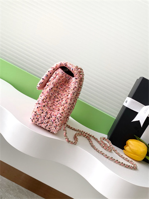 Cha.nel Flap Bag Sequins and Gold Tone Metal Pink AS4561