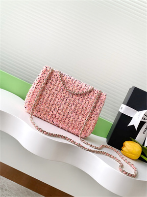 Cha.nel Flap Bag Sequins and Gold Tone Metal Pink AS4561