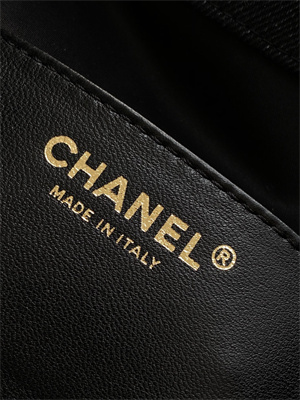 Ch*el 25 small handbag black denim gold tone metal as5293