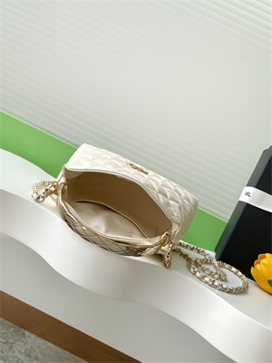 Ch*el coco crush top handle bag grained calfskin gold tone metal white ap4591