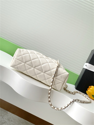 Ch*el coco crush top handle bag grained calfskin gold tone metal white ap4591