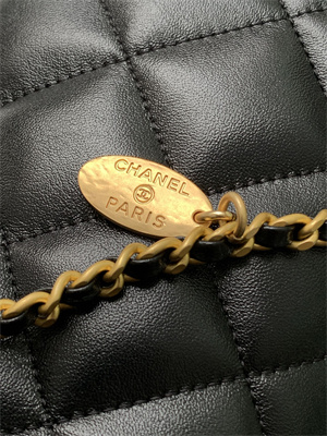 Ch*el hobo bag lambskin gold tone metal black as5528