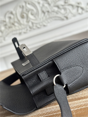 Kelly Messenger Bag Togo Leather Silver Tone Hardware In Black Color HS