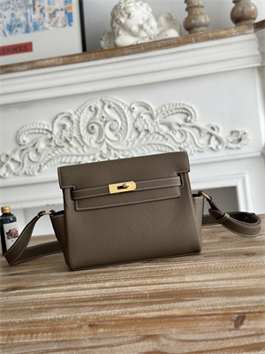 Kelly Messenger Bag Togo Leather Gold Tone Hardware In Etoupe Color HS