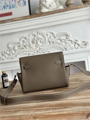 Kelly Messenger Bag Togo Leather Gold Tone Hardware In Etoupe Color HS