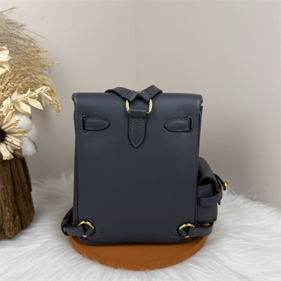 Kelly Jump Backpack Swift Leather Gold Tone Hardware In Black Color HS