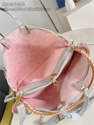 L.V Bella Tote Mahina Bloom Perforated Mahina calfskin leather Gray/Pink M13838