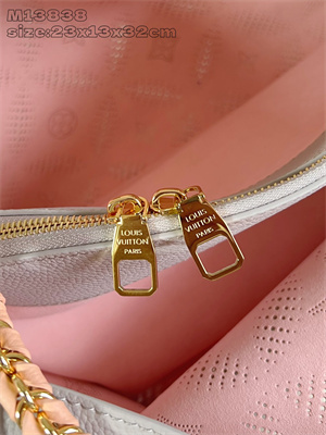 L.V Bella Tote Mahina Bloom Perforated Mahina calfskin leather Gray/Pink M13838