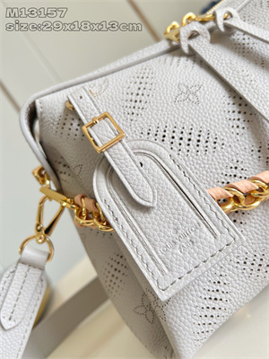 L.V Hand It All PM  Mahina Bloom Perforated Mahina calfskin leather Gray/Pink M13157