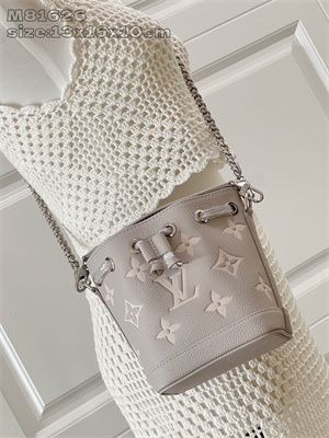 LV Nano Noé Monogram Empreinte leather Brume/Quartz M14224