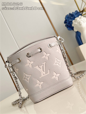 LV Nano Noé Monogram Empreinte leather Brume/Quartz M14224