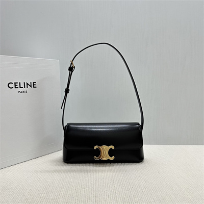 Ce**e triomphe shoulder bag in shiny calfskin black color