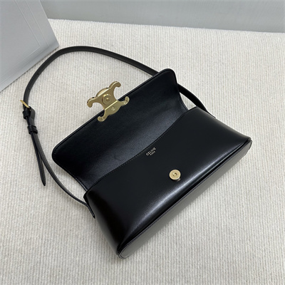 Ce**e triomphe shoulder bag in shiny calfskin black color