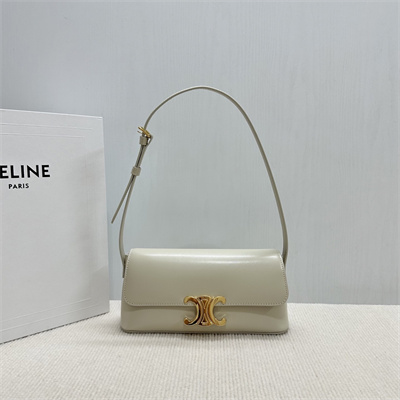 Ce**e triomphe shoulder bag in shiny calfskin rice color
