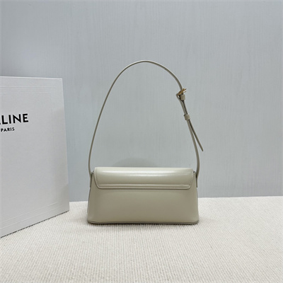 Ce**e triomphe shoulder bag in shiny calfskin rice color