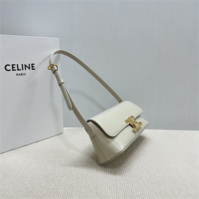 Ce**e triomphe shoulder bag in shiny calfskin rice color