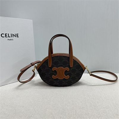 Ce**e oval bag in triomphe canvas and calfskin