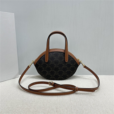 Ce**e oval bag in triomphe canvas and calfskin